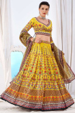 Yellow Silk Festive Wear Printed Lehenga