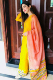 Yellow Silk Eid Palazzo Pant Suit With Resham Work