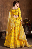 Yellow Art Silk Zari Embroidered Lehenga