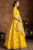Yellow Art Silk Zari Embroidered Lehenga
