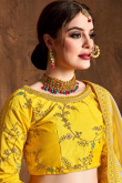 Yellow Art Silk Zari Embroidered Lehenga