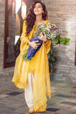 Yellow Slub Silk Pakistani Patiala Suit With Zari Work