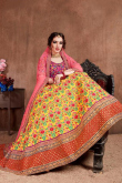 Yellow Soft Silk Embroidered Lehenga
