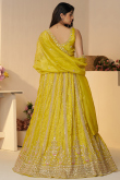 Yellow Tissue Silk Dori Embroidered Flared Style Lehenga