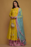 Yellow Viscose Woven Zari Lehenga for Wedding & Party