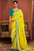 Yellow Weaved Thread Heavy Saree In Art Silk