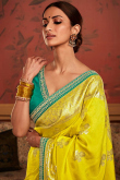 Yellow Weaved Thread Heavy Saree In Art Silk