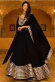 Zari Embroidered A Line Black Georgette Lehenga for Wedding & Party