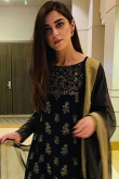 Zari Embroidered Black Georgette Palazzo Pant Suit