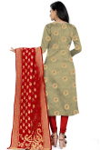 Zari Embroidered Brocade Sage Green Churidar Suit