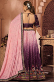 Zari Embroidered Chinnon Salmon Peach Lehenga