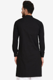 Zari Embroidered Cotton Black Men Kurta