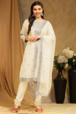 Zari Embroidered Cream Georgette Straight Cut Suit