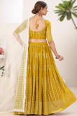 Mustard Yellow Party Wear Zari Embroidered Lehenga in Georgette