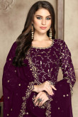 Embroidered Georgette Plum Purple Eid Anarkali Suit
