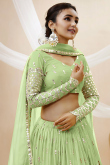 Zari Embroidered Lehenga in Pistachio Green