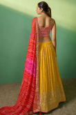 Zari Embroidered Mustard Yellow Georgette A-line Lehenga 