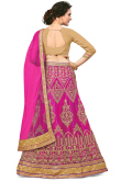 Zari Embroidered Net Magenta Pink Wedding Lehenga
