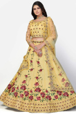 Lehenga for Bridesmaid Wear in Net Mustard Yellow with Zari Work