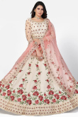 Zari Embroidered Net Off White Bridesmaid Lehenga