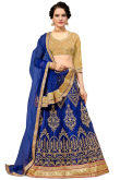 Zari Embroidered Net Royal Blue Lehenga