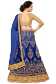 Zari Embroidered Net Royal Blue Lehenga
