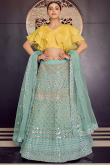 Zari Embroidered Organza Seafoam Green Lehenga