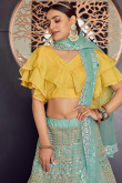Zari Embroidered Organza Seafoam Green Lehenga