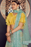 Zari Embroidered Organza Seafoam Green Lehenga