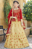 Zari Embroidered Silk Beige Lehenga