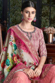 Zari Embroidered Silk Dusty Pink Sharara Suit