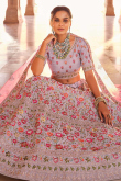 Zari Embroidered Silk Light Mauve Lehenga