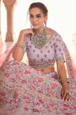 Zari Embroidered Silk Light Mauve Lehenga