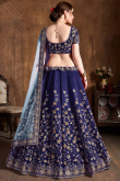 Zari Embroidered Silk Navy Blue Lehenga