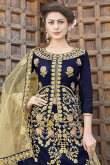 Zari Embroidered Silk Navy Blue Lehenga