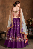 Zari Embroidered Purple Silk Lehenga