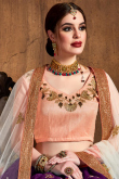 Zari Embroidered Purple Silk Lehenga