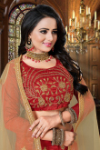 Zari Embroidered Silk Ruby Red Lehenga