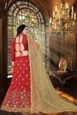 Zari Embroidered Silk Ruby Red Lehenga