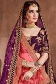 Zari Embroidered Soft Silk Dark Purple Lehenga
