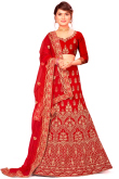 Dori Work Bridal Wear Lehenga in Red Velvet