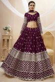 Zari Embroidered Wine Maroon Lehenga