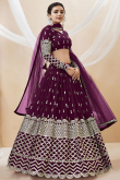 Zari Embroidered Wine Maroon Lehenga