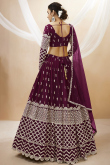 Zari Embroidered Wine Maroon Lehenga