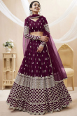 Zari Embroidered Wine Maroon Lehenga
