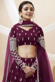 Zari Embroidered Wine Maroon Lehenga