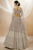 Zari Work Embroidered Georgette Grey Beige Lehenga 