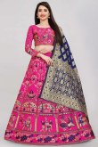 Zari Woven Banarasi Silk Cerise Pink Lehenga