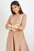 Peach Dori Embroidered Tissue Anarkali Suit