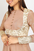 Peach Dori Embroidered Tissue Anarkali Suit